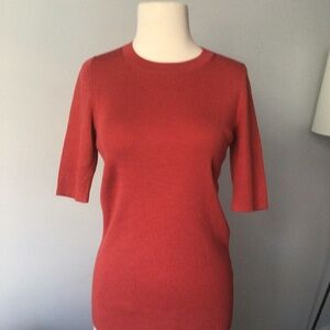 Lafayette 148 Short Sleeve Ribbed Sweater Size Small Silk/Spandex